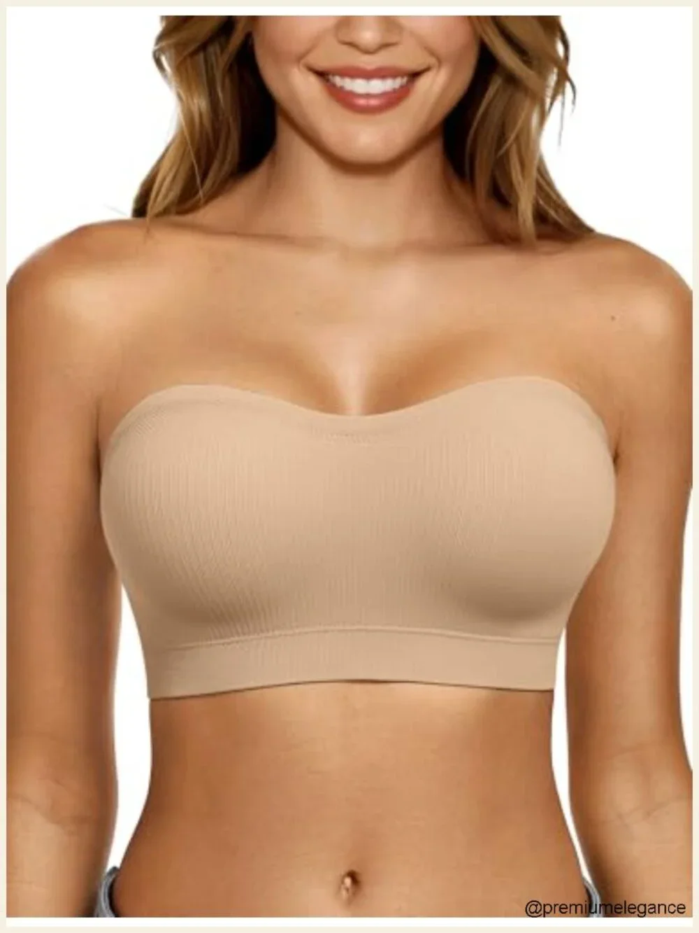 Strapless Push Up Bandeau Bra Wireless Padded Non-Slip w/ Adjustable Straps